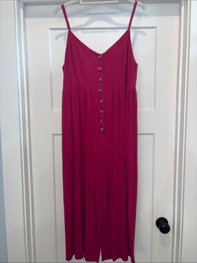 Kori Fuchsia Button-Front Jumpsuit Romper